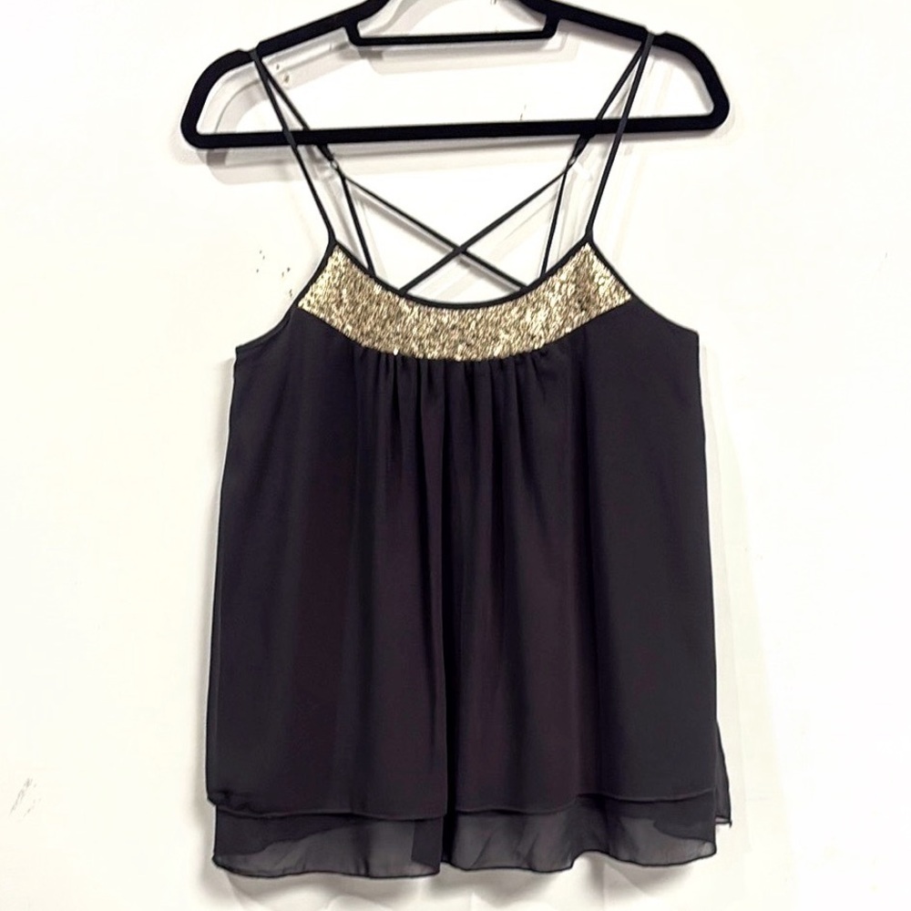 Mossimo Supply Co. Black Camisole with Gold Accent